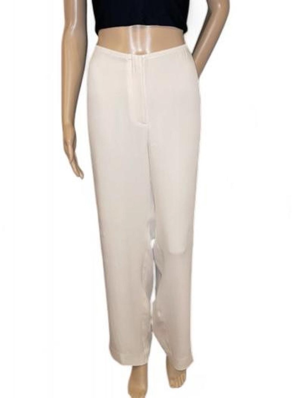 Eileen Fisher 100% Silk Wide Leg Pants in Cream Women’s Size W34 L31” Boho Y2K